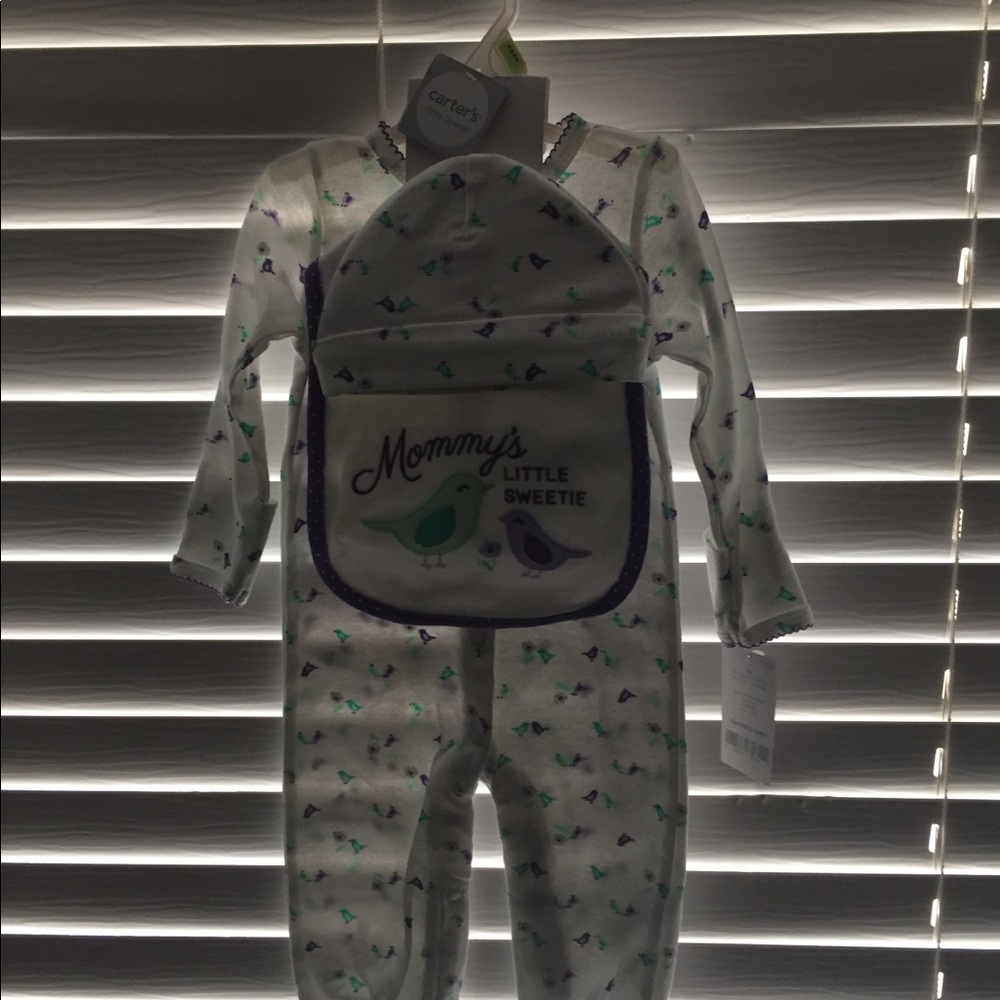 Carters one piece bib and hat